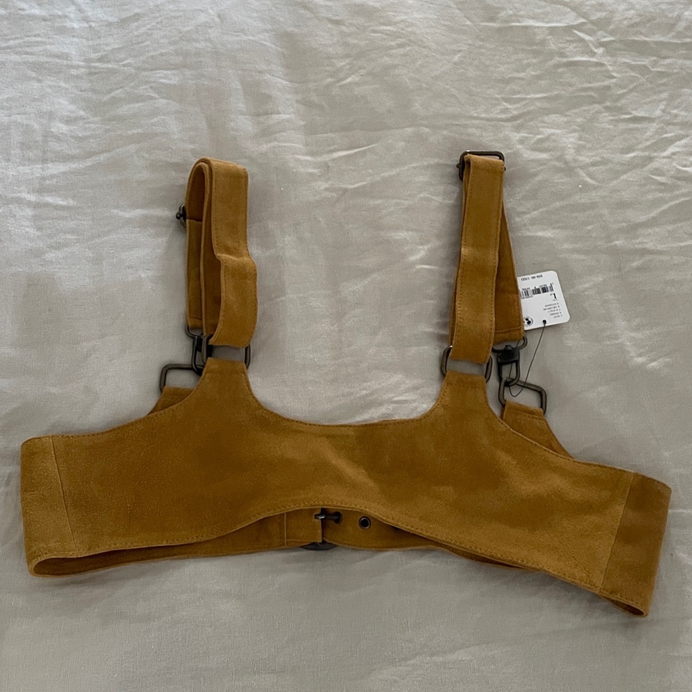 Free People Beacon real suede harness as seen on tv L mustard new - Picture 11 of 11